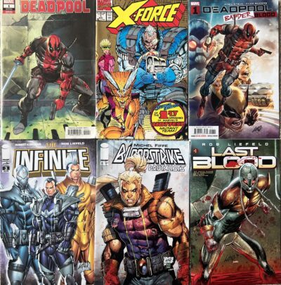 Pictures of covers drawn by Rob Liefeld for his Complete list of Rob Liefeld works.