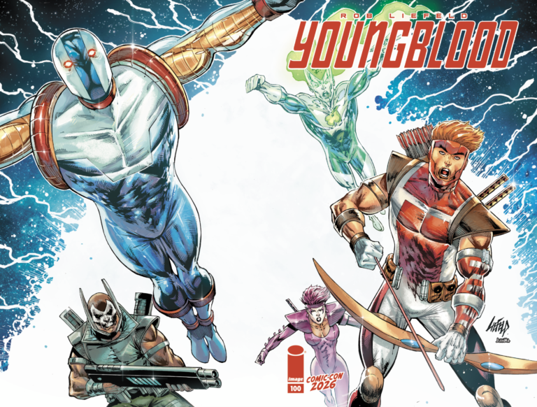 Cover art for YOUNGBLOOD #100 Comic-Con 2026 Exclusive!
